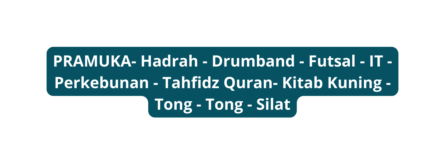 PRAMUKA Hadrah Drumband Futsal IT Perkebunan Tahfidz Quran Kitab Kuning Tong Tong Silat